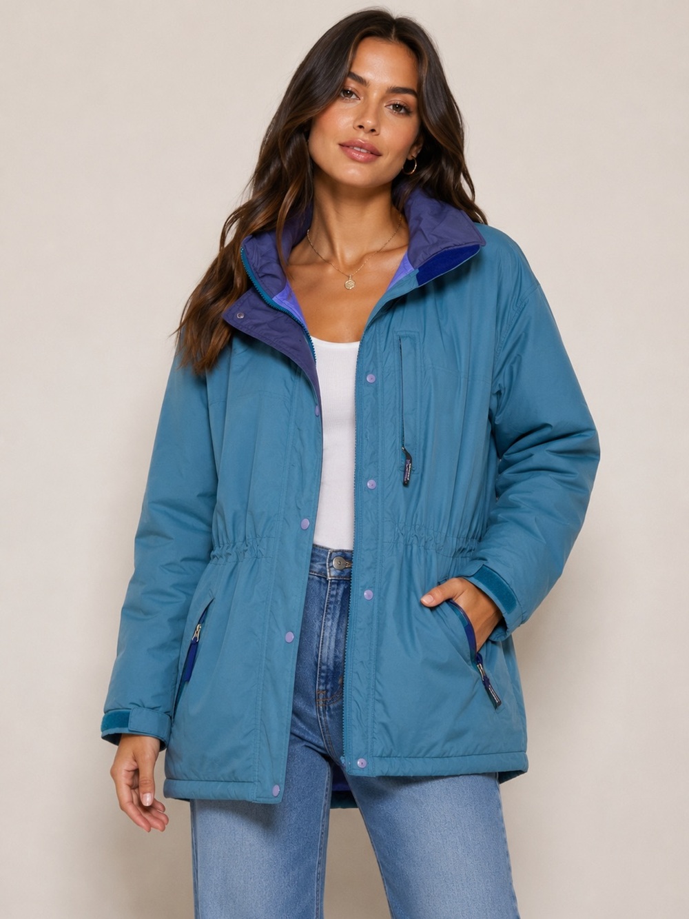 Vintage 1990s Teal Patagonia insulated winter ski jacket parka Women’s L